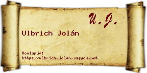Ulbrich Jolán névjegykártya